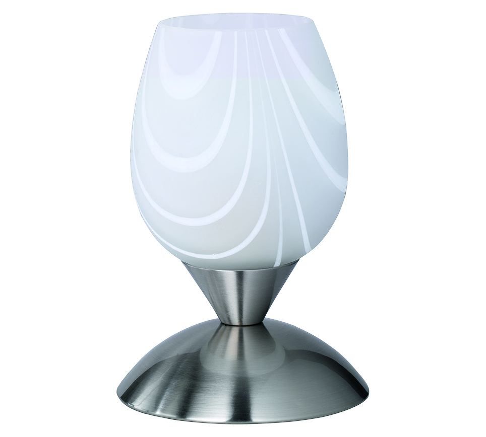 TRIO Reality R59441001 CUP II dotyková stolní lampička 1xE14 matný nikl, vzorovaná bílá ON/OFF - Svítidla FEIM