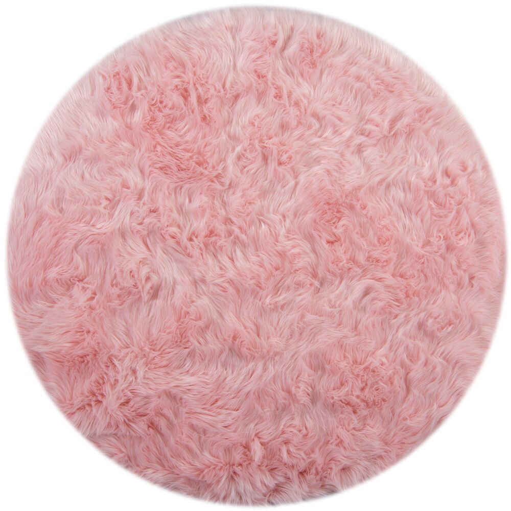 Flair Rugs koberce Kusový koberec Faux Fur Sheepskin Pink kruh - 120x120 (průměr) kruh cm - Mujkoberec.cz