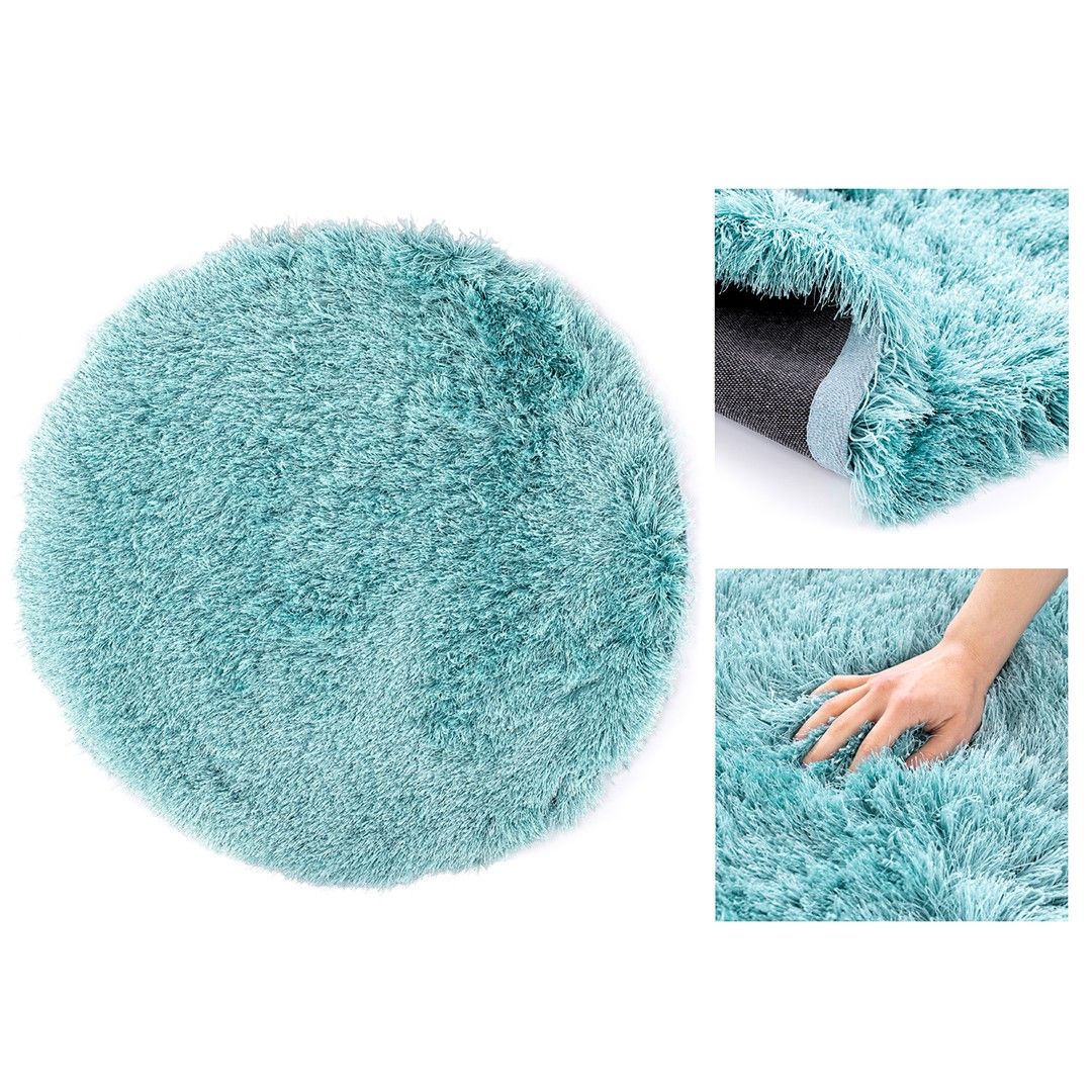 Kulatý tyrkysový koberec FLORO 80 cm s vysokým vlasem - Výprodej Povlečení