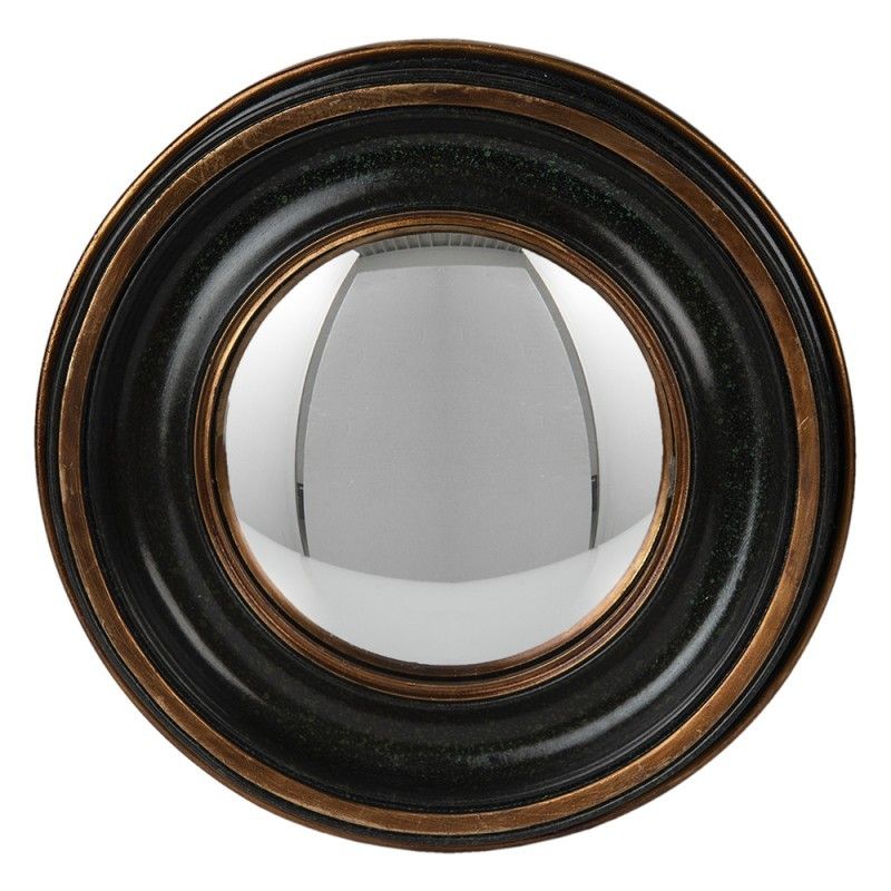 Měděno-černé antik nástěnné vypouklé dekorační zrcadlo - Ø 23*3 cm Clayre & Eef - LaHome - vintage dekorace