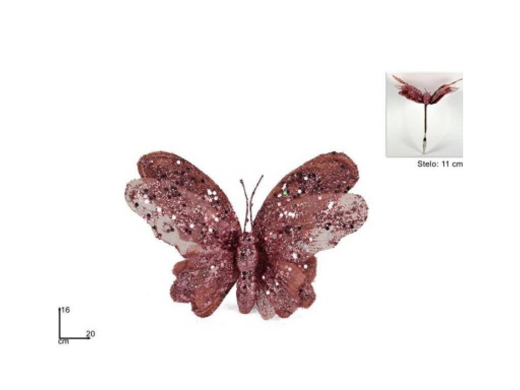 PROHOME - Motýl vánoční 16cm růžový - Home-point.cz