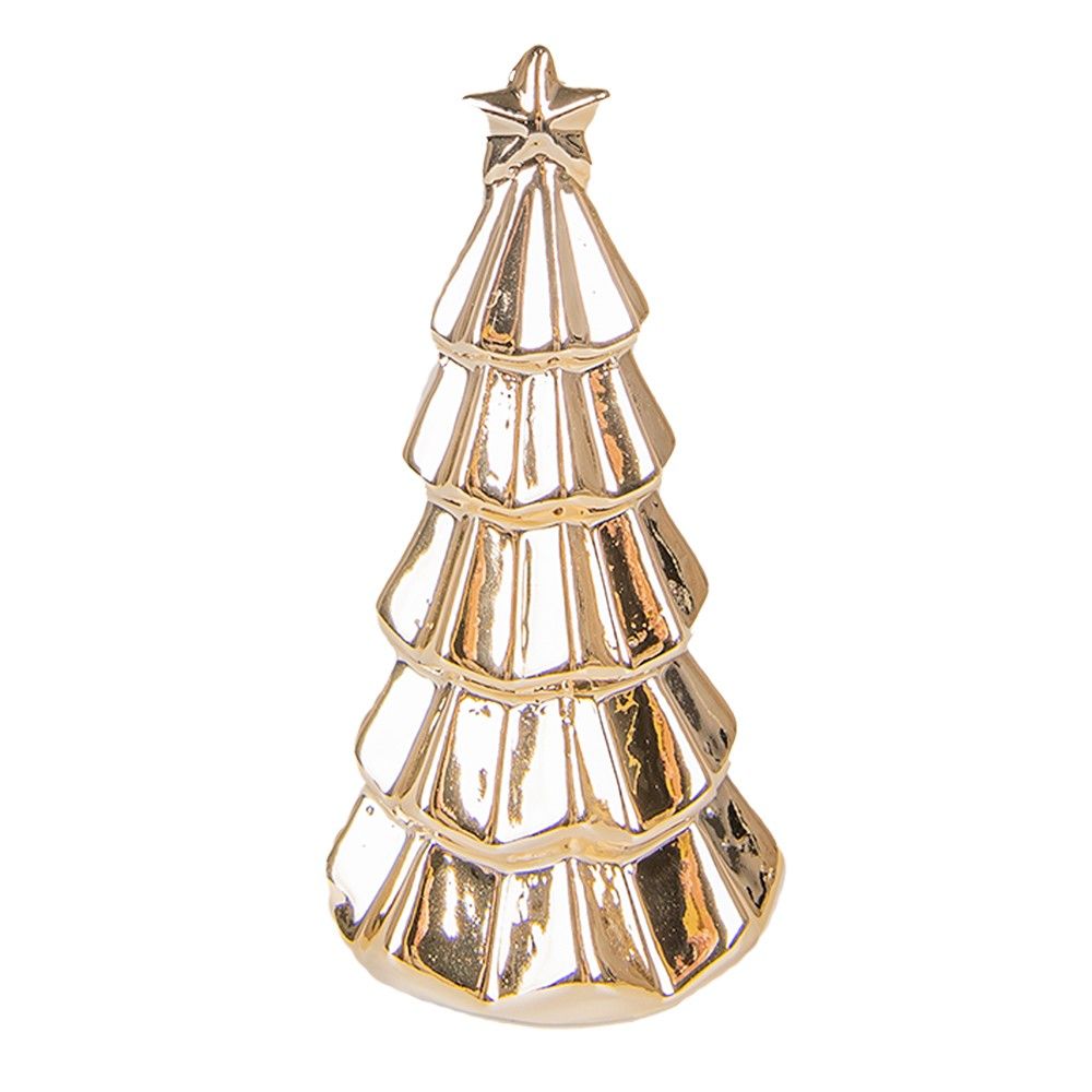 Zlatý porcelánový dekorační vánoční stromek - Ø 6*11 cm Clayre & Eef - LaHome - vintage dekorace