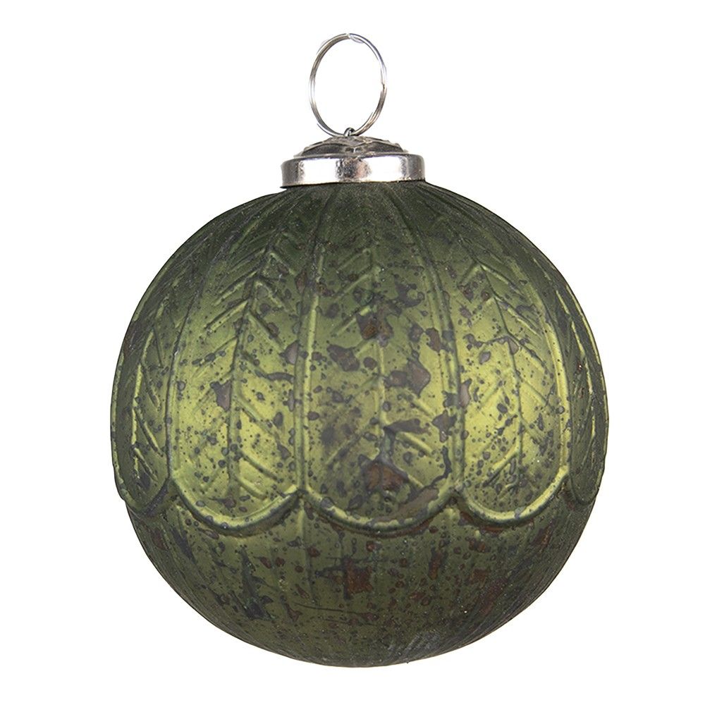 Zelená antik skleněná vánoční ozdoba koule - Ø 10*10 cm Clayre & Eef - LaHome - vintage dekorace
