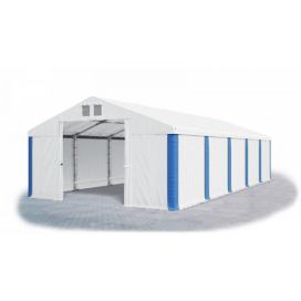 Garážový stan 4x8x2m střecha PVC 560g/m2 boky PVC 500g/m2 konstrukce ZIMA Bílá Bílá Modré