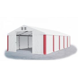 Garážový stan 4x8x2m střecha PVC 560g/m2 boky PVC 500g/m2 konstrukce ZIMA Bílá Bílá Červené