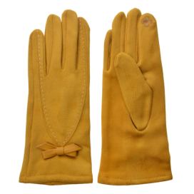 Okrové dámské rukavice s mašličkou - 8*24 cm Clayre & Eef