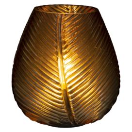 Atmosphera Skleněná lampa Palmový list, 15 cm, hnědá