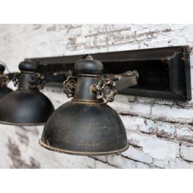 Industriální černé antik kovové nástěnné světlo Fact ceiling - 85*19*30cm / E14 Chic Antique