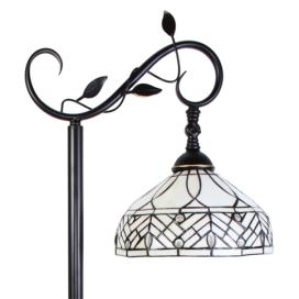 Bílá stojací Tiffany lampa kamínky a ornamenty - 36*25*152 cm E27/max 1*60W Clayre & Eef