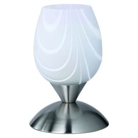 TRIO Reality R59441001 CUP II dotyková stolní lampička 1xE14 matný nikl, vzorovaná bílá ON/OFF