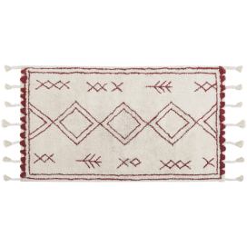Bavlněný koberec 80 x 150 cm bílý/červený KENITRA