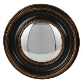 Měděno-černé antik nástěnné vypouklé dekorační zrcadlo - Ø 23*3 cm Clayre & Eef