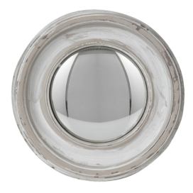 Bílo-šedé antik nástěnné vypouklé dekorační zrcadlo - Ø 23*3 cm Clayre & Eef