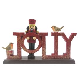 Vánoční dekorace socha Louskáček s nápisem Jolly - 18*4*11 cm Clayre & Eef