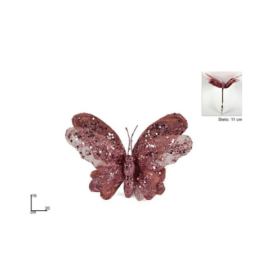 PROHOME - Motýl vánoční 16cm růžový