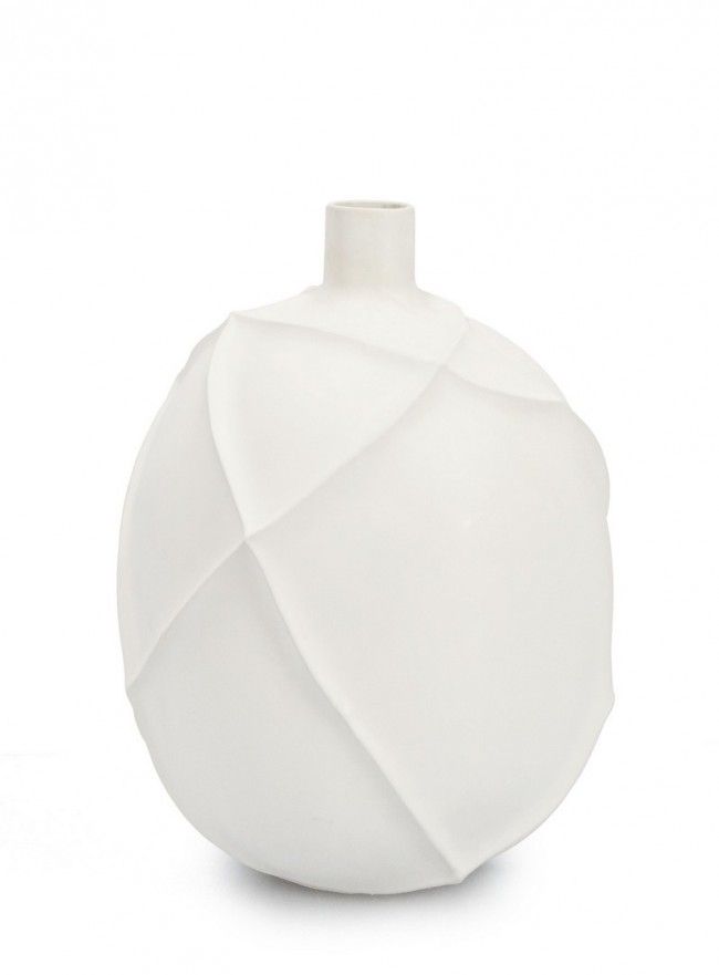 BIZZOTTO Bílá keramická váza RIDGED 27cm - iodesign.cz
