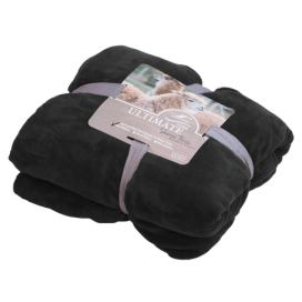 Luxusní černá beránková deka z mikroplyše, 150x200 cm