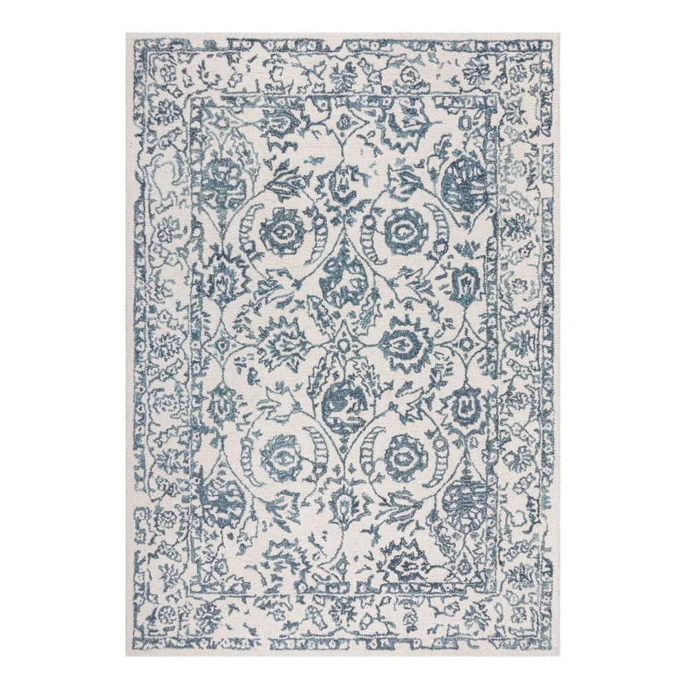 Bílý/modrý vlněný koberec 230x160 cm Yasmin - Flair Rugs - Bonami.cz