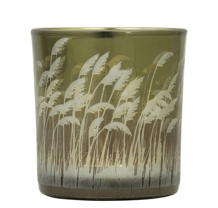 Zlatý skleněný svícen s trávou Palm grass vel.S - Ø 7*8cm Mars & More - LaHome - vintage dekorace