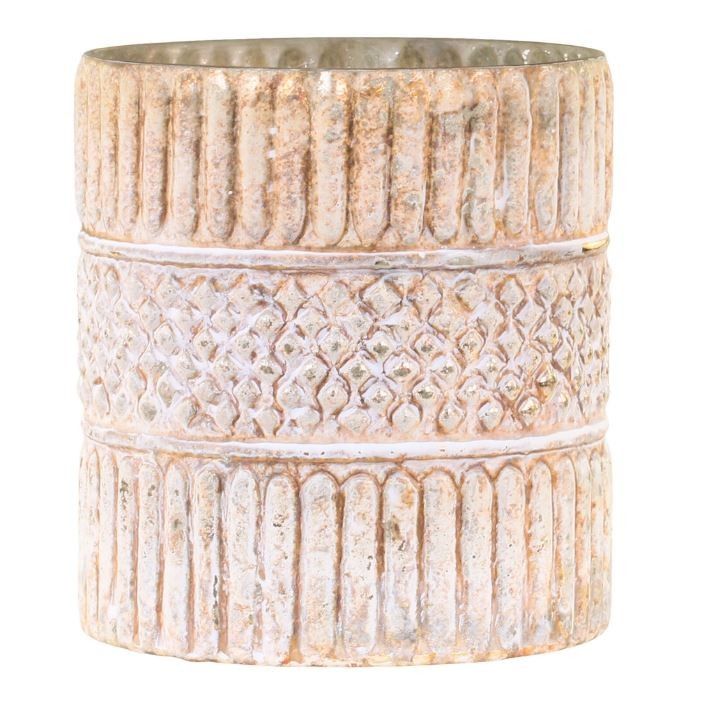 Krémovo-zlatý antik skleněný svícen na čajovou svíčku Malli - Ø 10*12 cm Chic Antique - LaHome - vintage dekorace