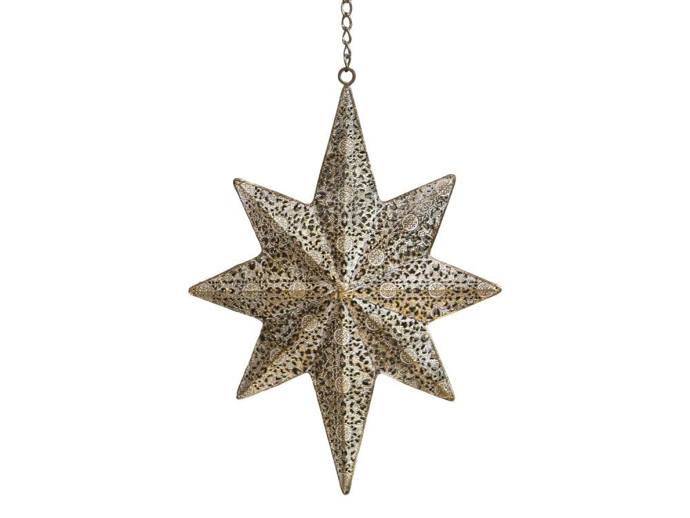 Bronzová antik kovová závěsná hvězda Vire - 28*5*37 cm Chic Antique - LaHome - vintage dekorace