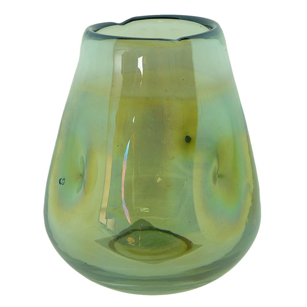 Zelená ručně foukaná skleněná váza - Ø 10*12 cm Clayre & Eef - LaHome - vintage dekorace
