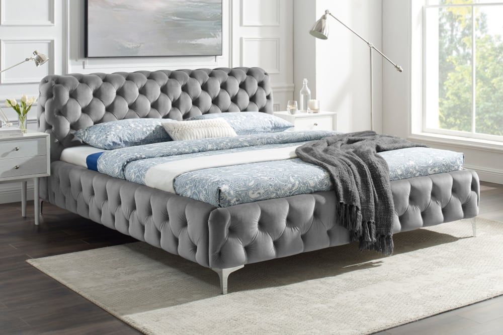 LuxD Designová postel Rococo 180 x 200 cm šedý samet - Estilofina-nabytek.cz