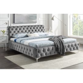 LuxD Designová postel Rococo 180 x 200 cm šedý samet - Skladem