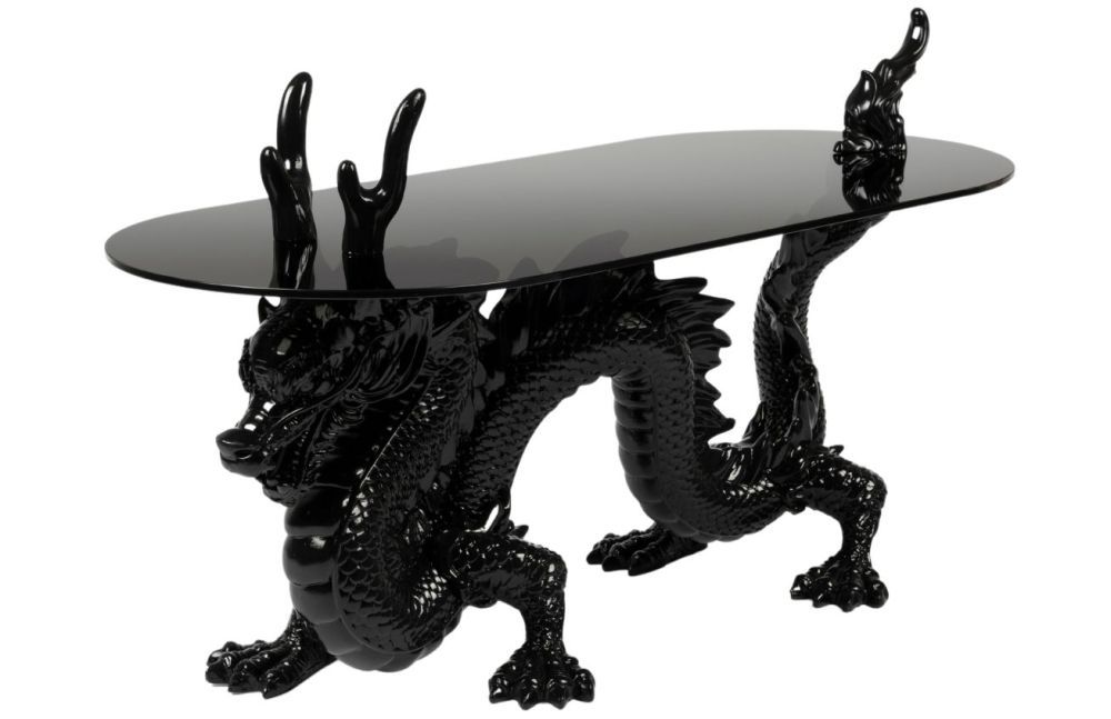 Černý skleněný konferenční stolek Bold Monkey Dragonized Bastard 100 x 45 cm - Designovynabytek.cz
