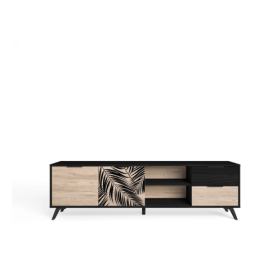 Černý TV stolek v dekoru dubu 181x53 cm Palmera - Marckeric