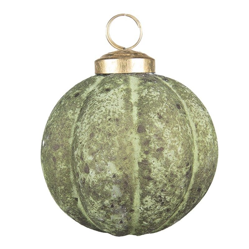 Zeleno-hnědá skleněná ozdoba koule - Ø8*8 cm Clayre & Eef - LaHome - vintage dekorace