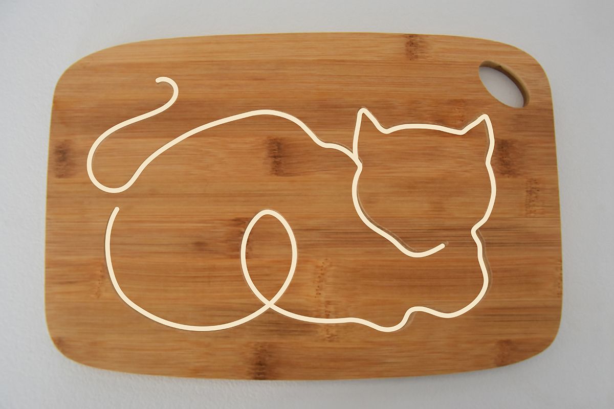 Vingo Bambusové prkénko s motivem kočky - 30 x 20 cm - Vingo