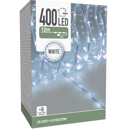 Venkovní světelný drát 400 LED, studená bílá, IP44, 8 funkcí - 4home.cz