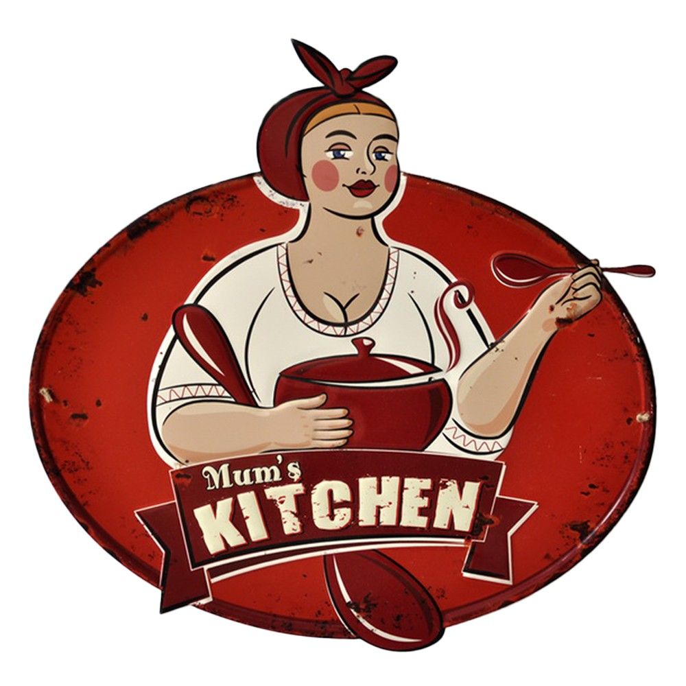 Červená nástěnná kovová cedule Mums Kitchen - 60*1*61 cm Clayre & Eef - LaHome - vintage dekorace