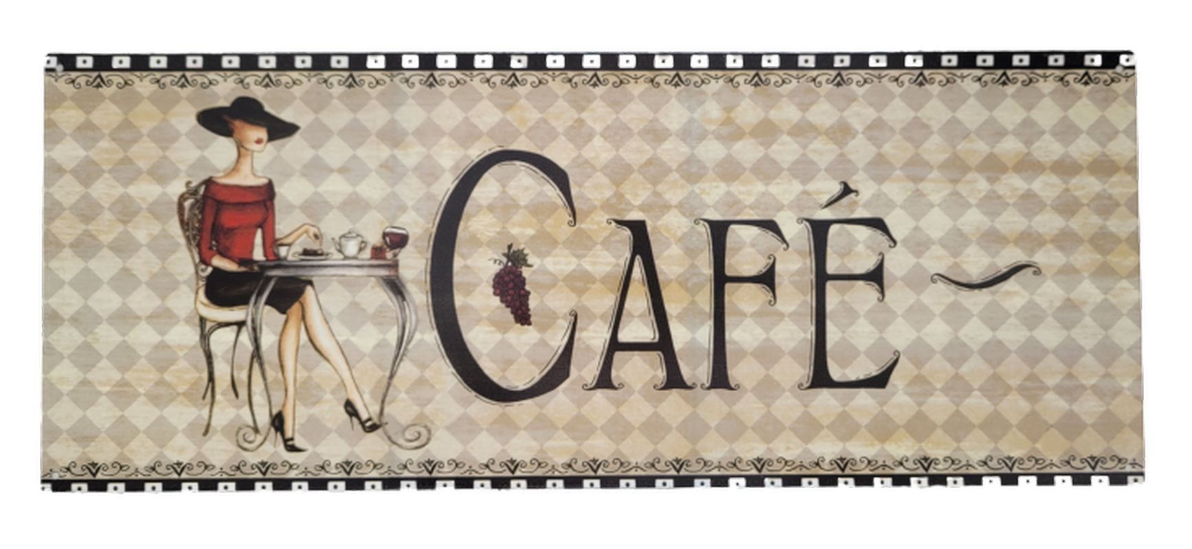 Šedo-černá antik nástěnná kovová cedule Café - 50*20cm Ostatní - LaHome - vintage dekorace