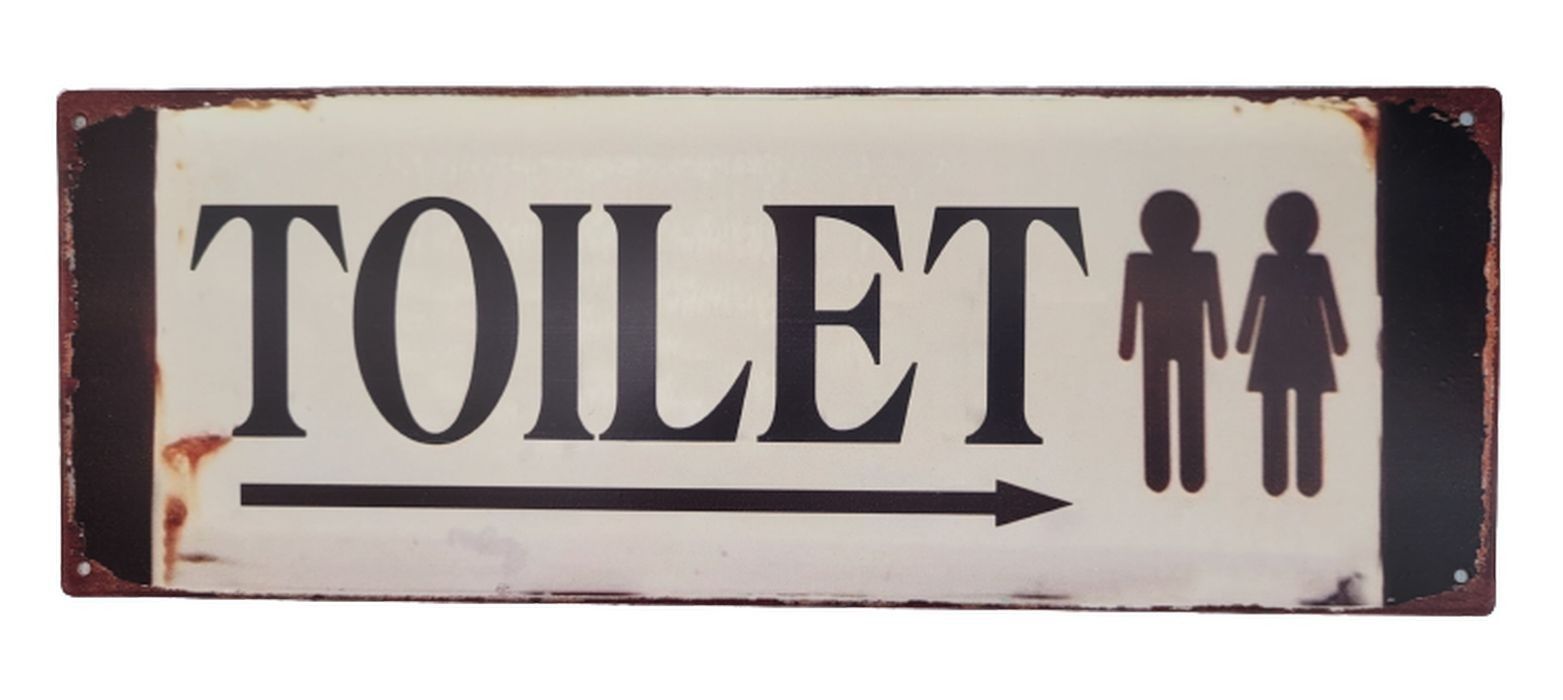 Béžová antik nástěnná kovová cedule Toilet - 36*13cm Ostatní - LaHome - vintage dekorace