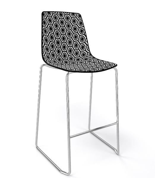 GABER - Barová židle ALHAMBRA ST nízká, černobílá/chrom - 