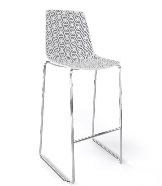 GABER - Barová židle ALHAMBRA ST vysoká, bílošedá/chrom - 