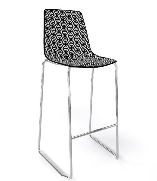 GABER - Barová židle ALHAMBRA ST vysoká, černobílá/chrom - 