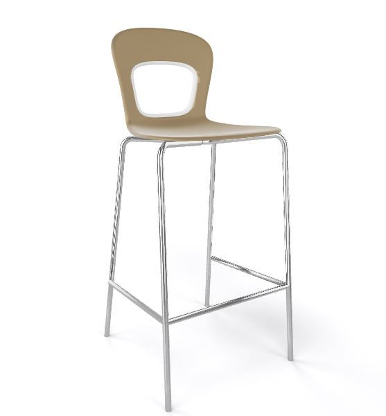 GABER - Barová židle BLOG - nízká, béžovobílá/chrom - 