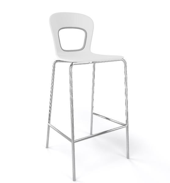 GABER - Barová židle BLOG - nízká, bílošedá/chrom - 