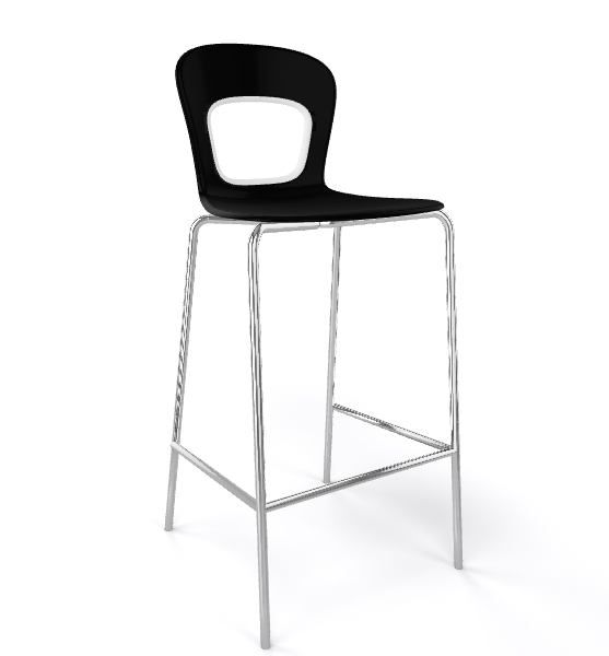 GABER - Barová židle BLOG - nízká, černobílá/chrom - 
