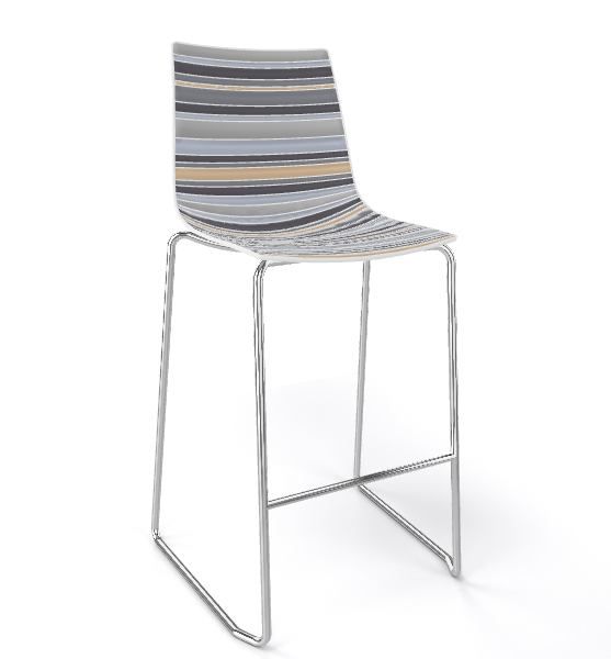 GABER - Barová židle COLORFIVE ST - nízká, šedobéžová/chrom - 