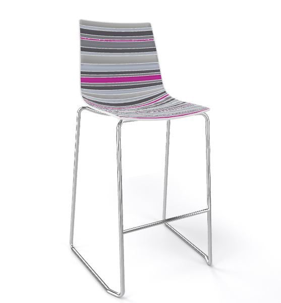 GABER - Barová židle COLORFIVE ST - nízká, šedovínová/chrom - 