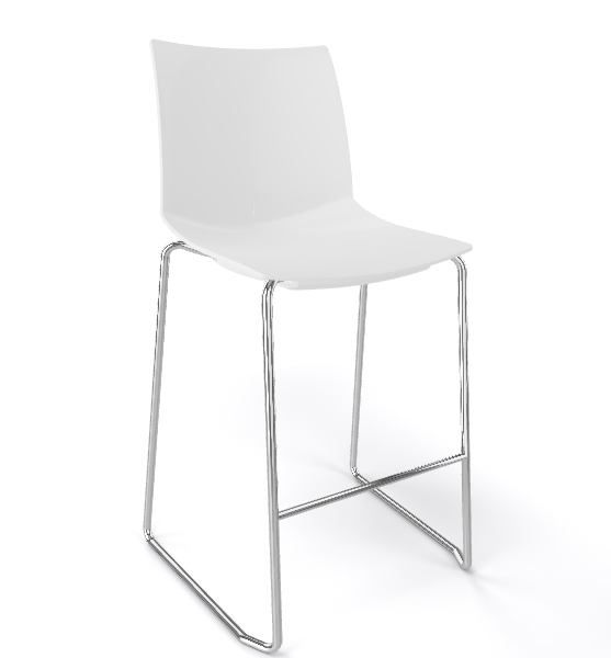 GABER - Barová židle KANVAS ST 66 - nízká, bílá/chrom - 