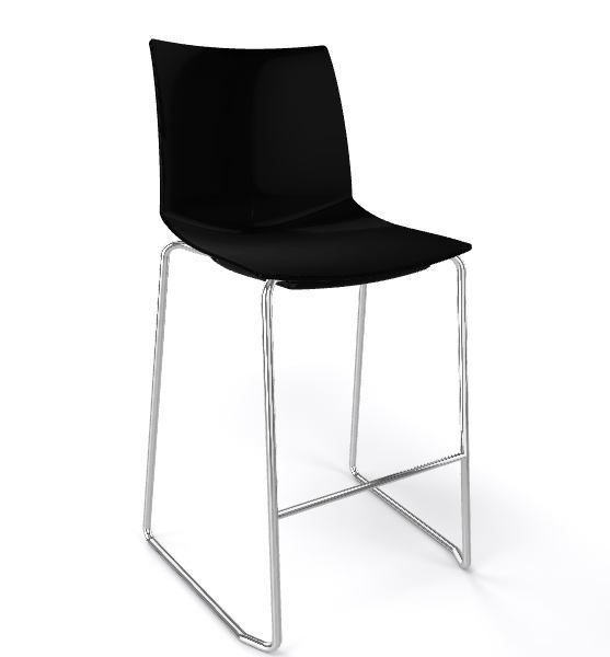 GABER - Barová židle KANVAS ST 66 - nízká, černá/chrom - 