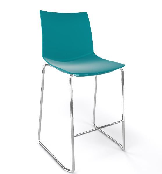 GABER - Barová židle KANVAS ST 66 - nízká, tyrkysová/chrom - 