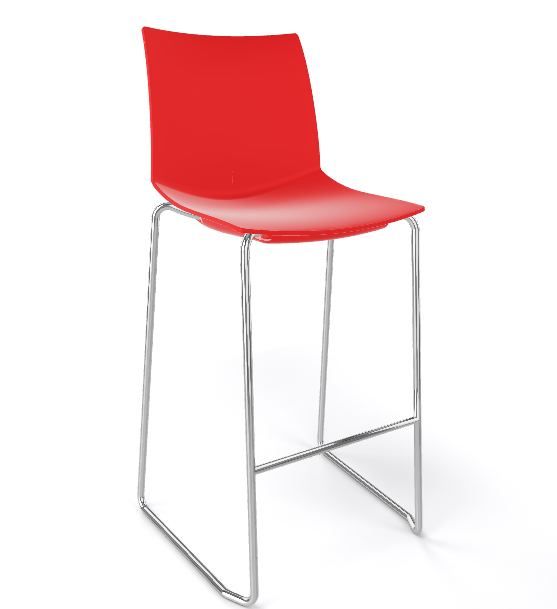 GABER - Barová židle KANVAS ST 76 - vysoká, červená/chrom - 