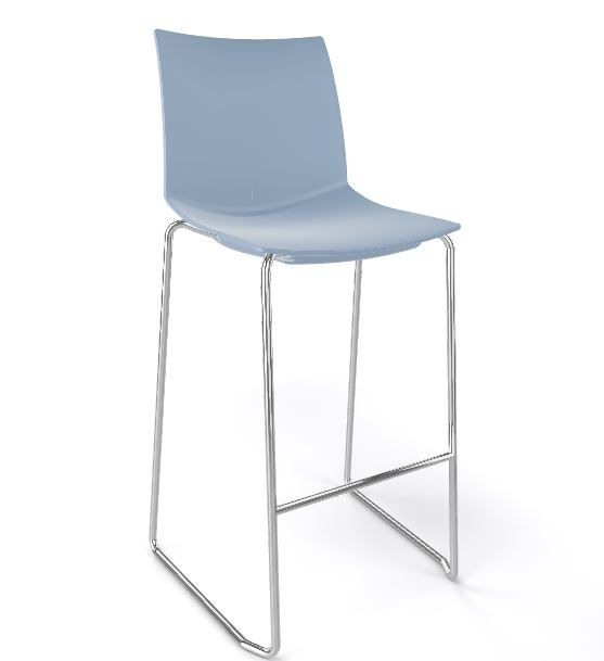 GABER - Barová židle KANVAS ST 76 - vysoká, světle modrá/chrom - 