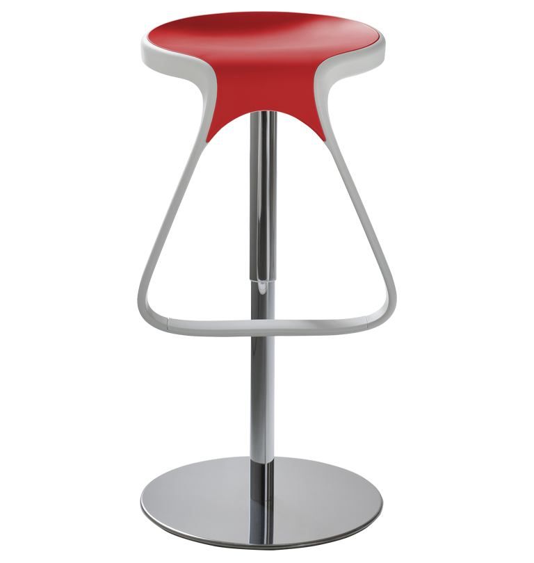 GABER - Barová židle OCTO - otočná, bíločervená/chrom - 